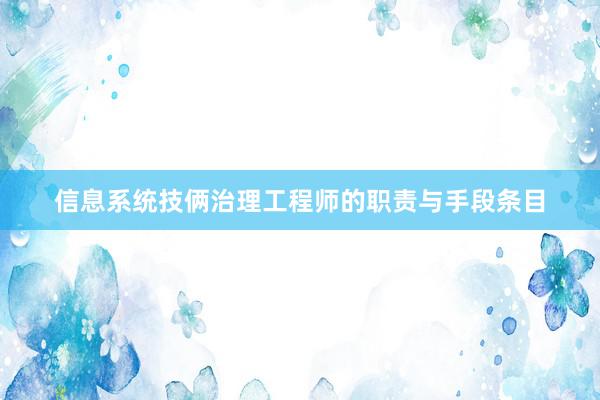 信息系统技俩治理工程师的职责与手段条目