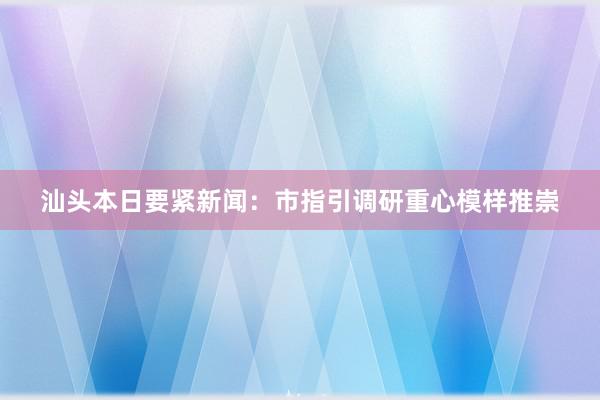 汕头本日要紧新闻：市指引调研重心模样推崇